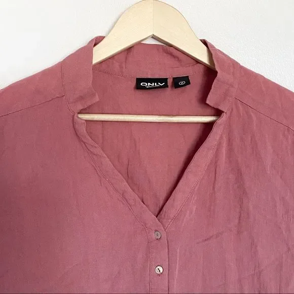 ONLY, pink relaxed peasant shirt sz medium - Picture 3 of 3